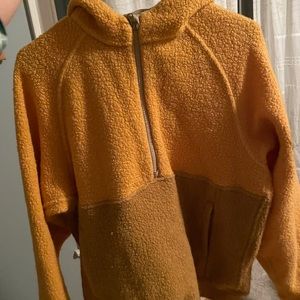 Outdoor Voices Megafleece, 1/2 zip hoodie, yellow &  green, size M